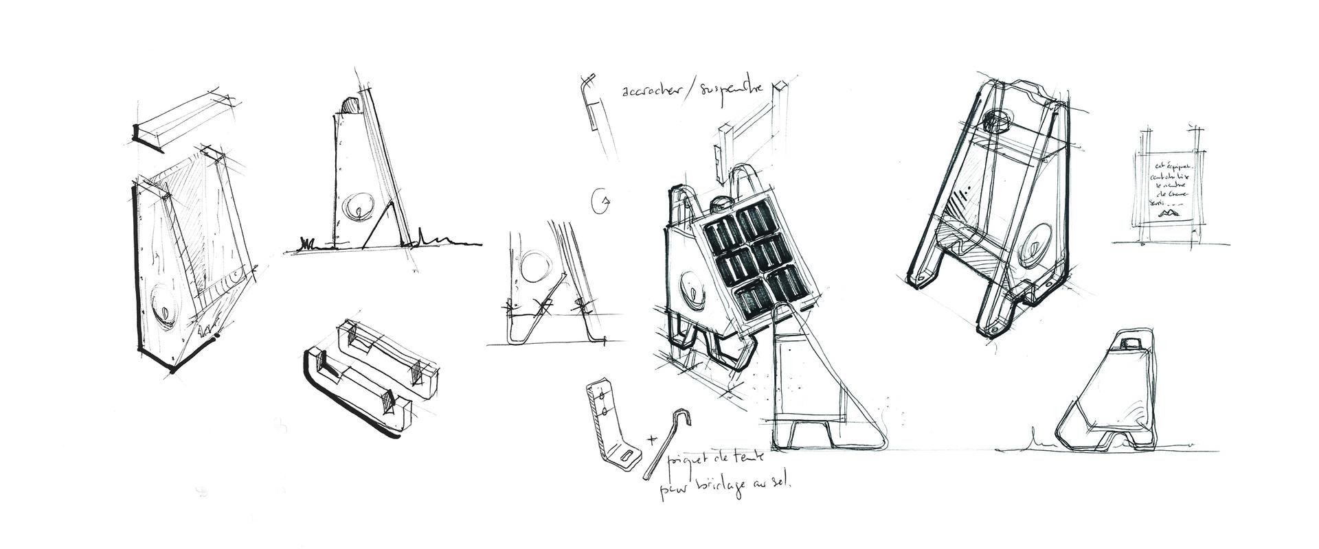 Croquis de design industriel pour un objet connecté d’observation de la biodiversité