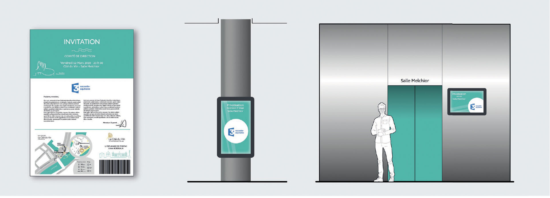 Signalétique conceptuelle pour parcours visiteur à la Cité du Vin Bordeaux