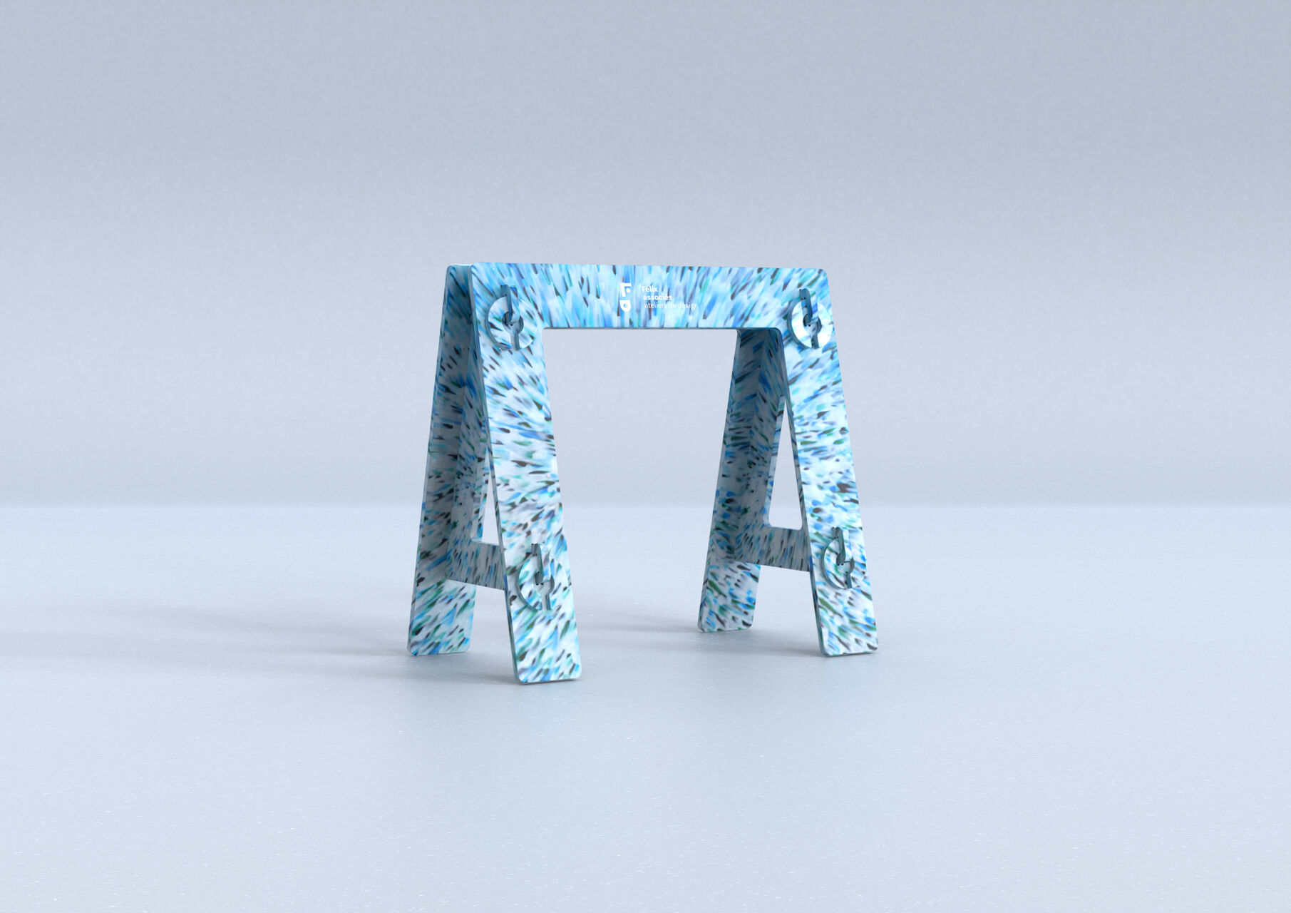 Tréteau éco-responsable en plastique recyclé bleu conçu par Félix et associés à Bordeaux