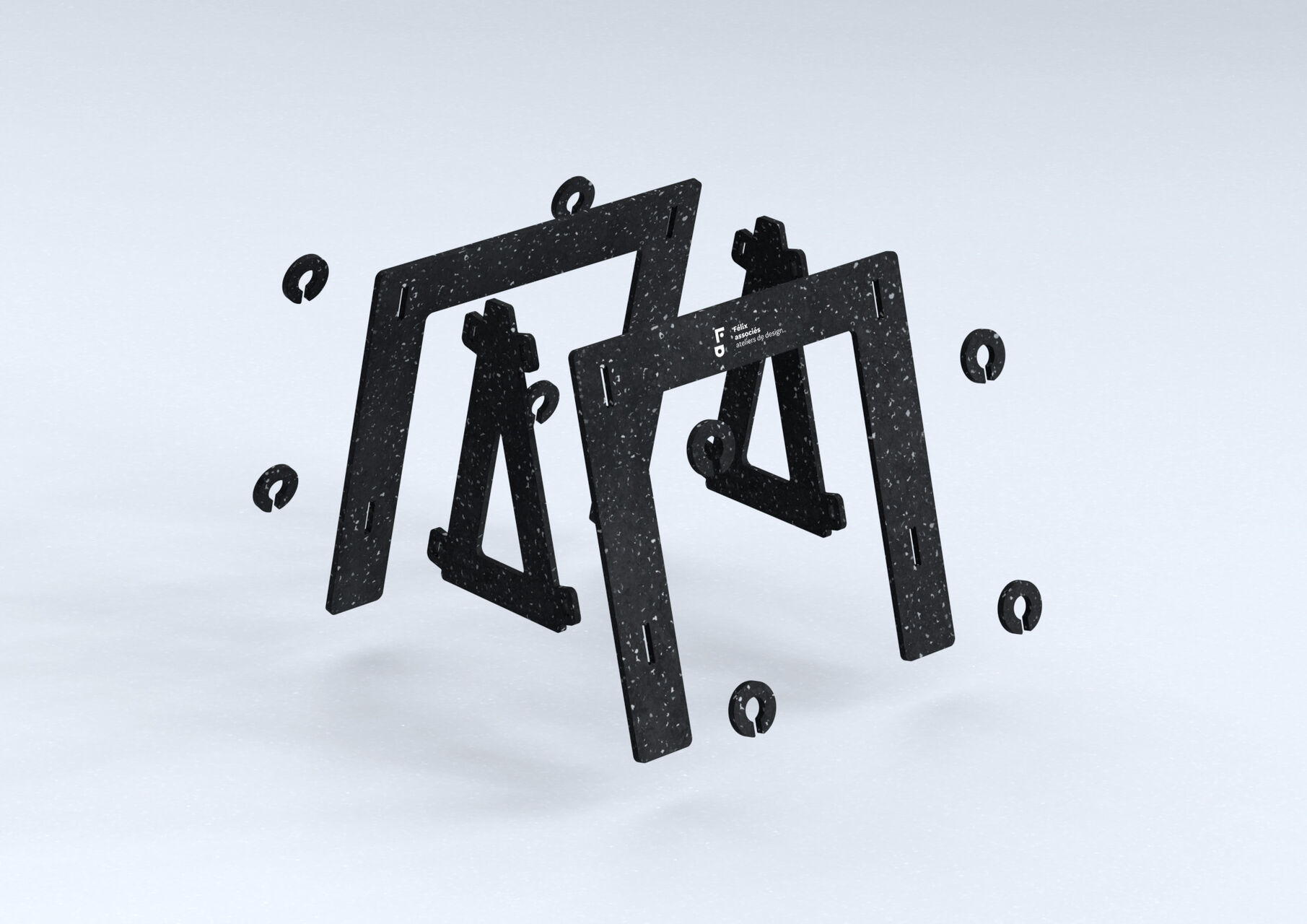 Mobilier éco-design en plastique recyclé – tréteau Caméléon développé en filière locale avec Plastoo