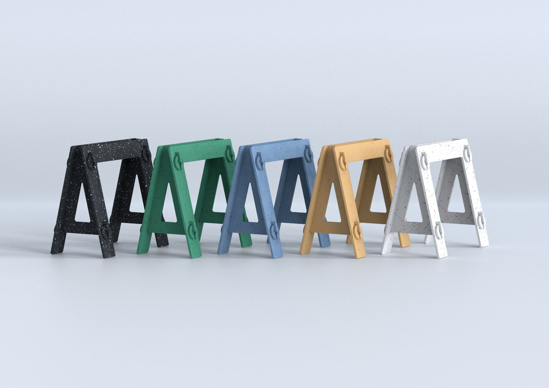 Gamme de tréteaux Caméléon en plastique recyclé – édition de mobilier éco-conçu par Félix et associés