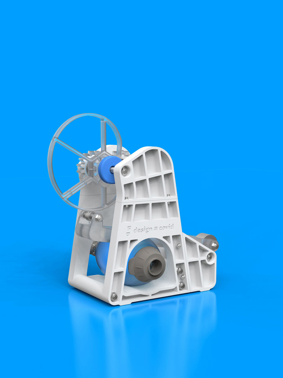 Vue de profil d’un respirateur médical imprimé en 3D