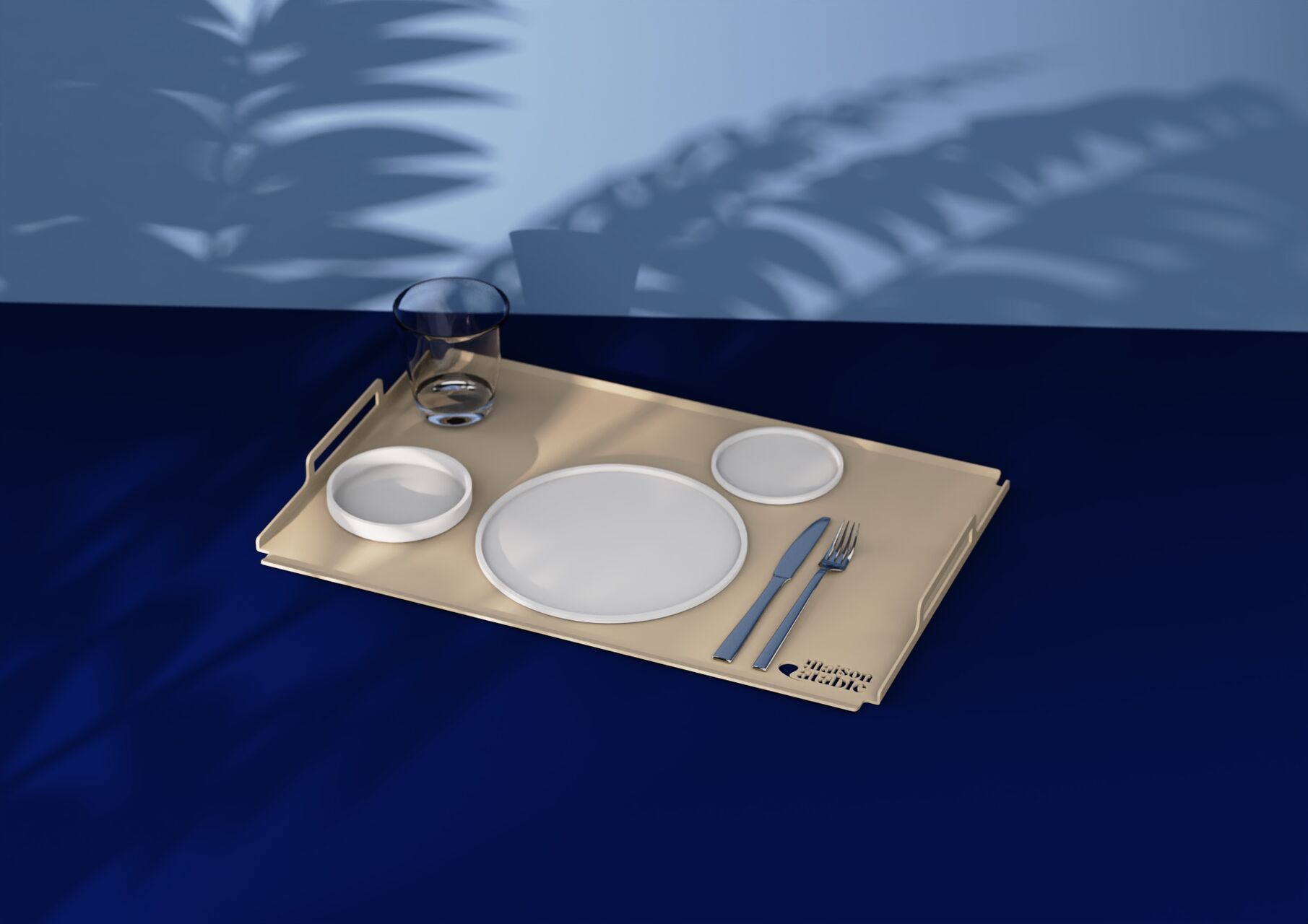 Plateau repas design pour traiteur haut de gamme permettant le service et le débarrassage en restauration