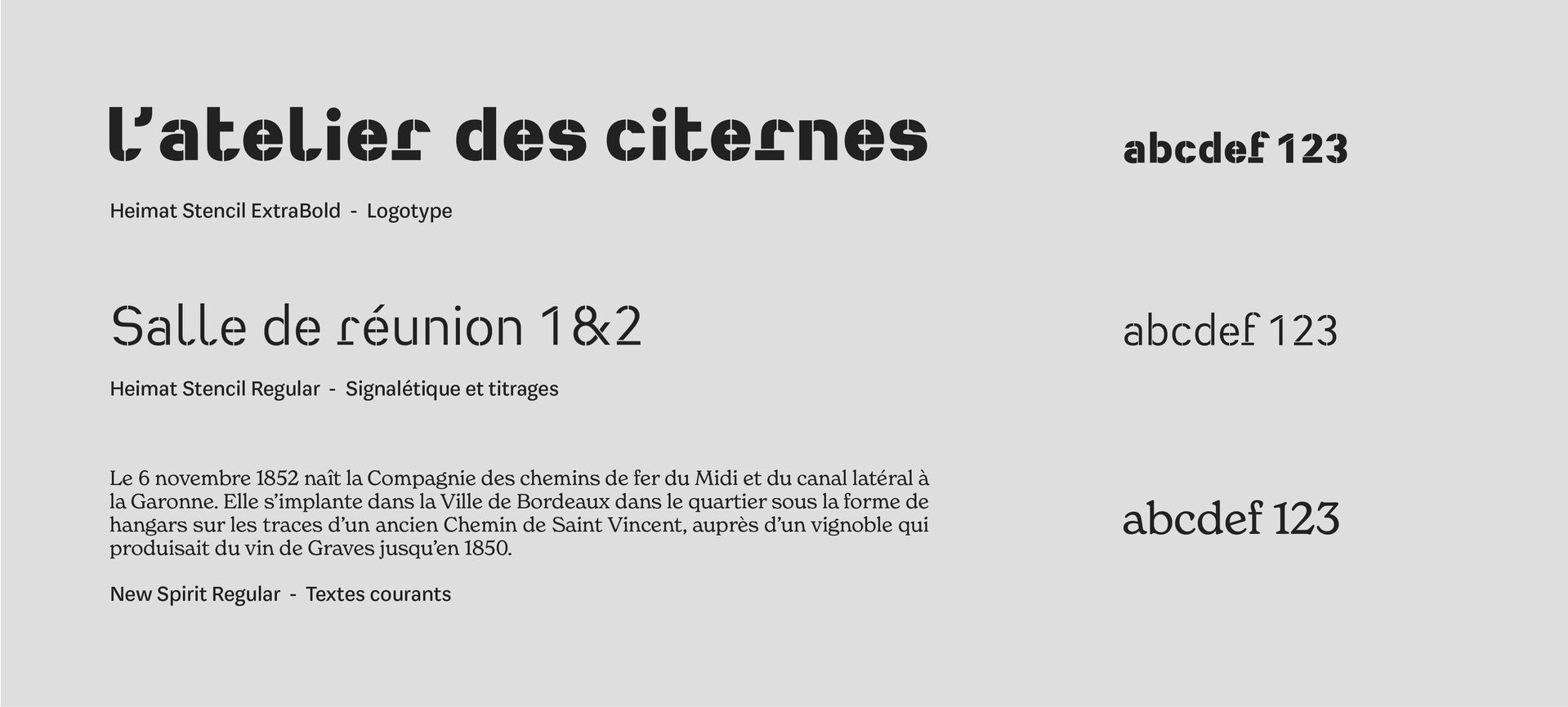Typographie et identité graphique inspirées du patrimoine industriel pour l’Atelier des Citernes à Bordeaux