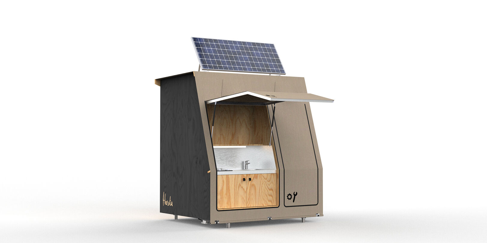 Capsule de vie autonome éco-conçue, projet de design durable et habitat responsable par Félix et associés